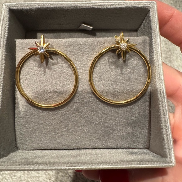 Roberto Coin X Disney Cinderella Diamond Star Hoop Earrings - Picture 3 of 8